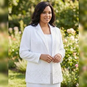 Maxie Klein Collection's 2 Piece Set Jacket and Matching Sleeves Top Ivory 24W